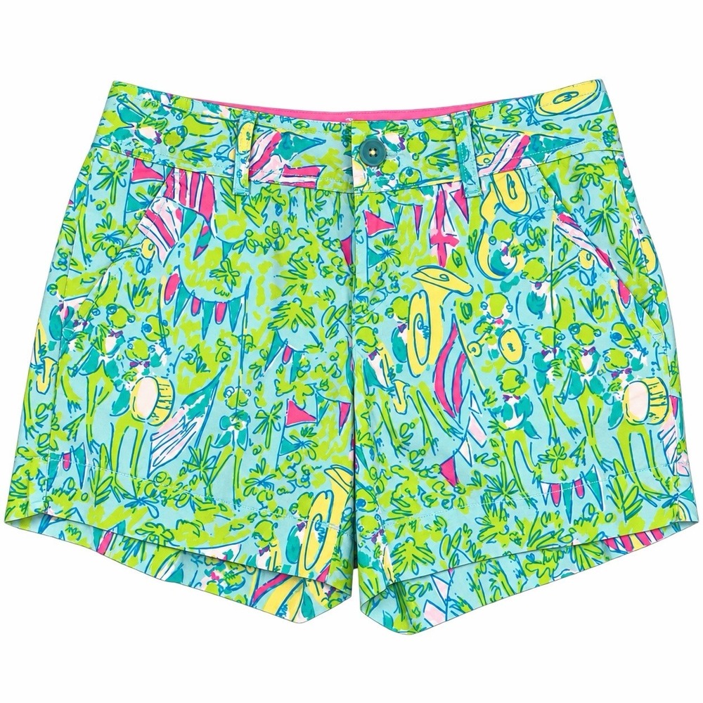Lilly Pulitzer Callahan Shorts Women's 00 Tropical Beach Surfboard Print